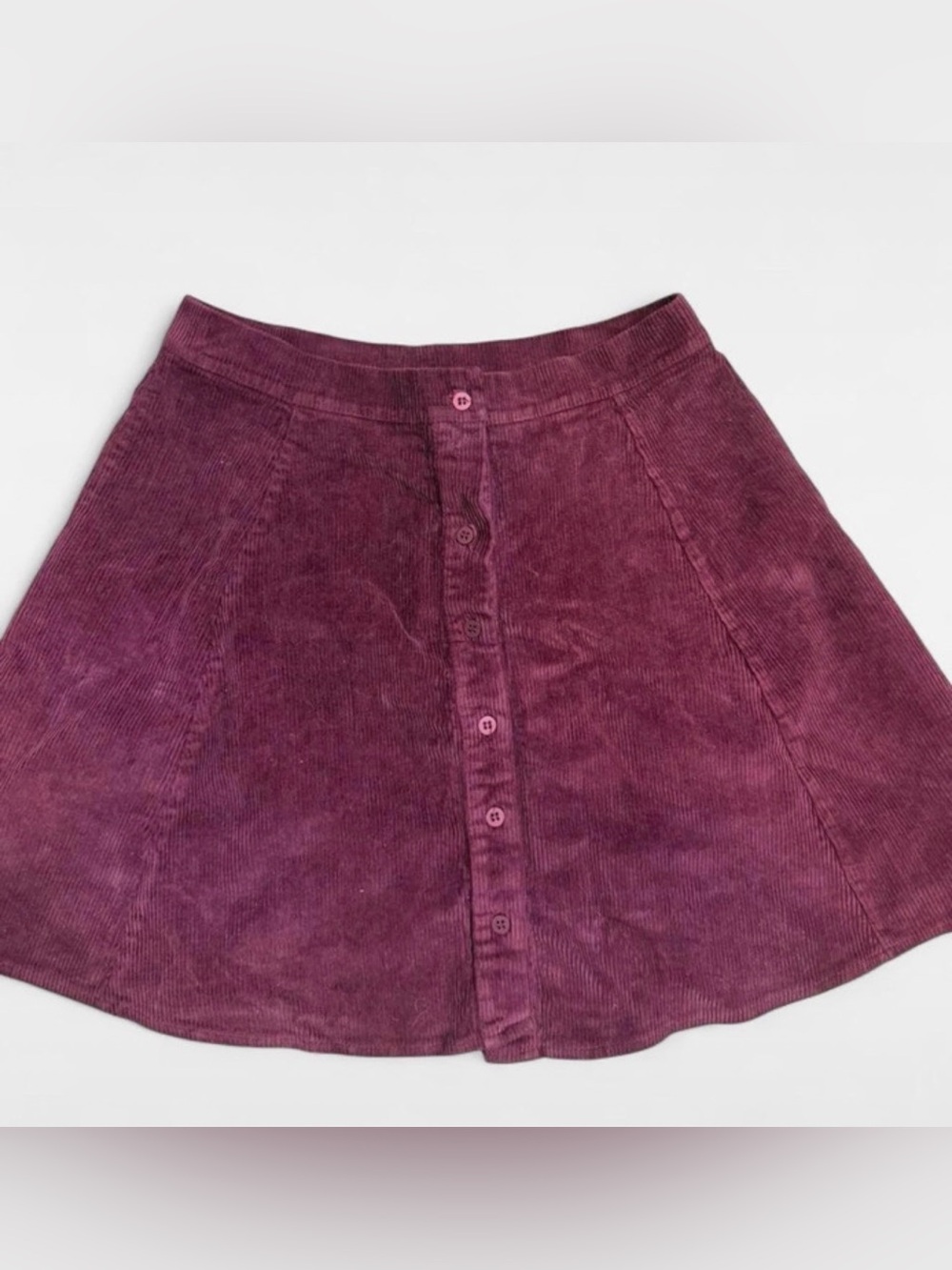 Brandy Melville Burgundy Corduroy Button-Front A-Line Skirt